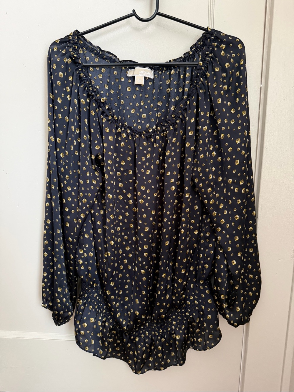 MICHAEL Michael Kors Black Blouse with Gold Dot Print